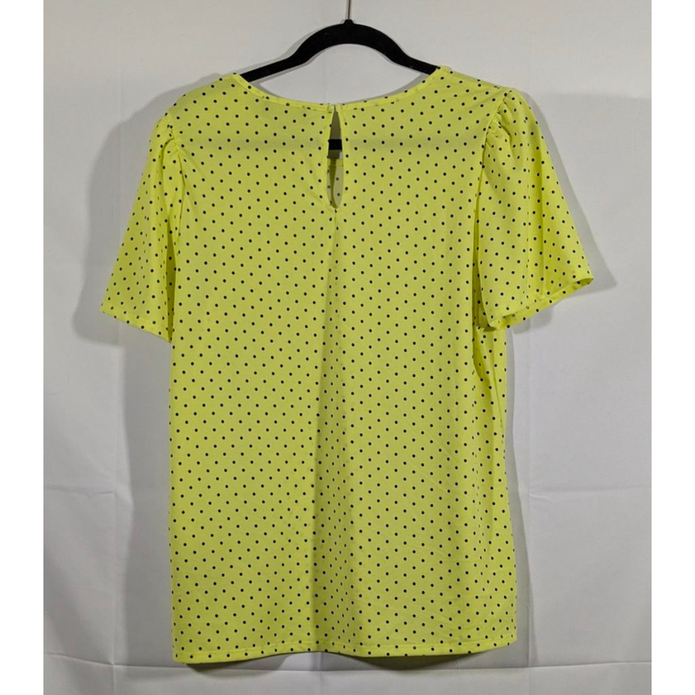 Premise Yellow Polka Dot Blouse Short Sleeve Size Large - Picture 2 of 3